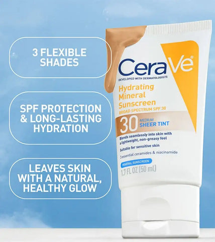 Hydrating Mineral Sunscreen SPF 30 Face Sheer Tint, Shade: Deep